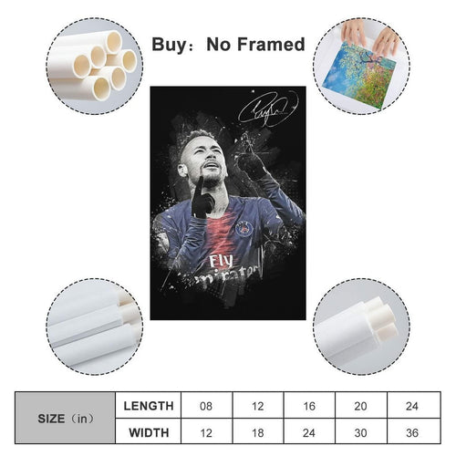 Generic Neymar Wall Art Canvas Print Poster 16x24inch Unframed by Deal US
