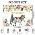 JICONEE Horse Birthday Party Backdrop Western Bohemian Wildflower 7x5ft by Deal US