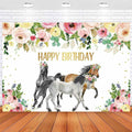 JICONEE Horse Birthday Party Backdrop Western Bohemian Wildflower 7x5ft by Deal US