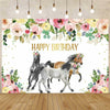JICONEE Horse Birthday Party Backdrop Western Bohemian Wildflower 7x5ft