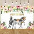 JICONEE Horse Birthday Party Backdrop Western Bohemian Wildflower 7x5ft by Deal US