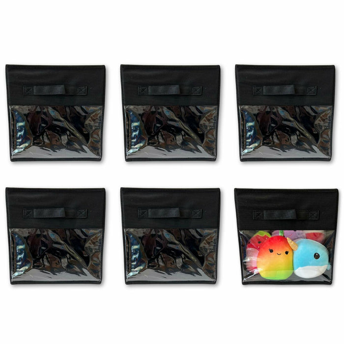 Frankie & Ivy 11 Inch Clear Front Storage Bins Gray 6 Pack Fabric by Deal US