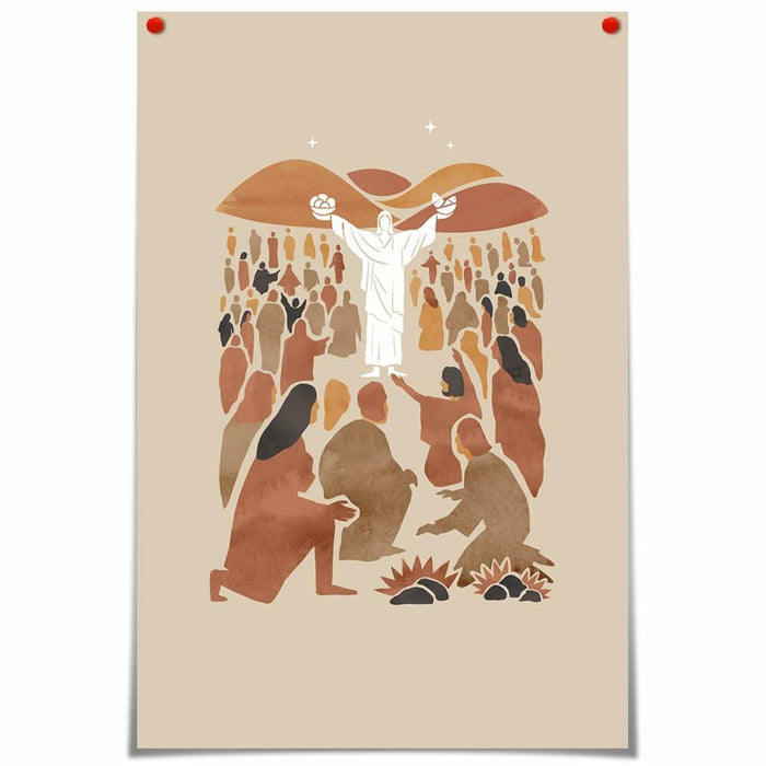 FBKDVC Christian Scripture Poster Jesus Feeds 5000 16x24in Unframed by Deal US