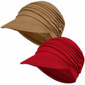 Wimnkuv Soft Bamboo Baseball Cap Women Chemo Hat Wine Red+Khaki One Size by Deal US
