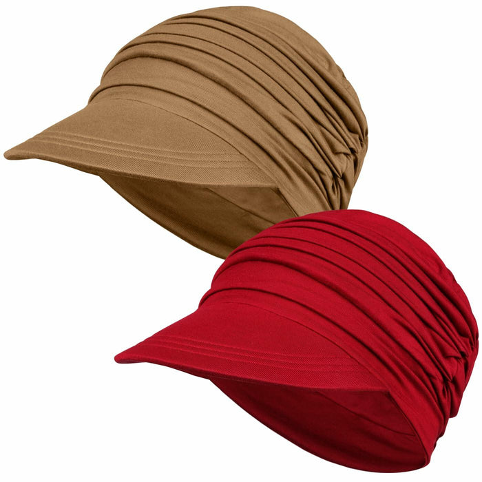 Wimnkuv Soft Bamboo Baseball Cap Women Chemo Hat Wine Red+Khaki One Size by Deal US