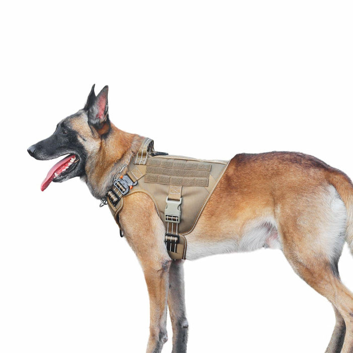 ICEFANG GN1 Reflective Tactical Dog Harness MOLLE Brown Pack of 1 Size XL by Deal US