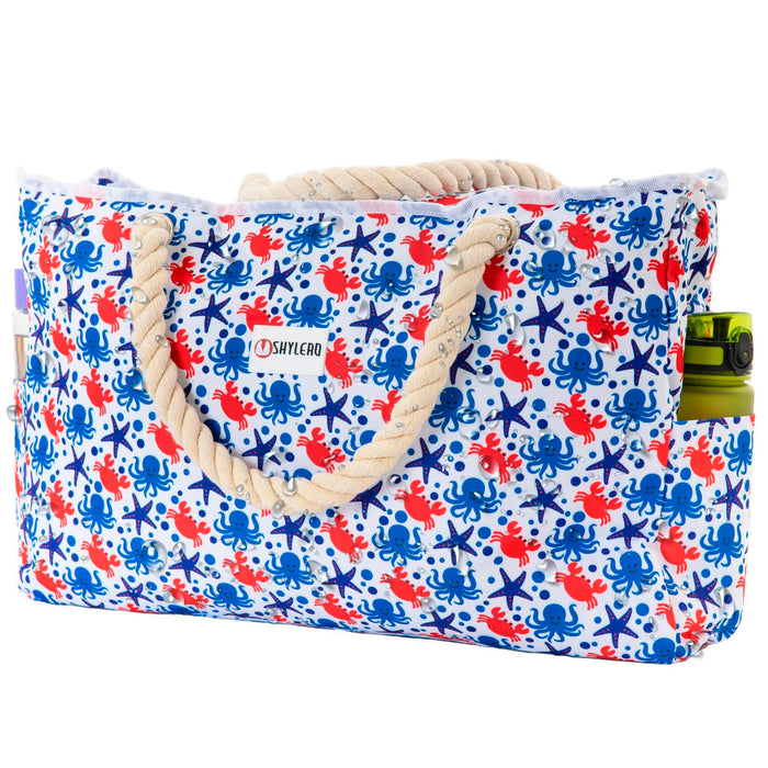 SHYLERO Waterproof Beach Tote Bag with Airtight Pouch & Key Holder L22xH15xW6 by Deal US