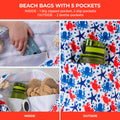 SHYLERO Waterproof Beach Tote Bag with Airtight Pouch & Key Holder L22xH15xW6 by Deal US