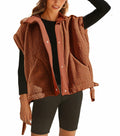 Yozazzy Sherpa Vest Women Sleeveless Fleece Zip Up Rust Size S by Deal US