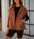 Yozazzy Sherpa Vest Women Sleeveless Fleece Zip Up Rust Size S by Deal US