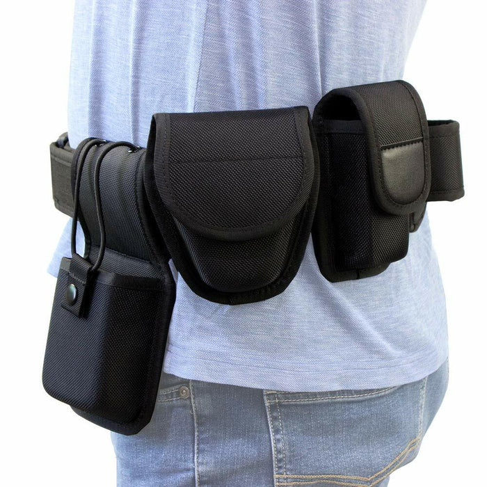 ROCOTACTICAL 5-in-1 Police Duty Web Belt Kit Black Medium 32-38" by Deal US