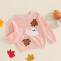 Adobabirl Baby Halloween Sweater Pumpkin Embroidery Knit Pullover Pink Size 6-9M by Deal US
