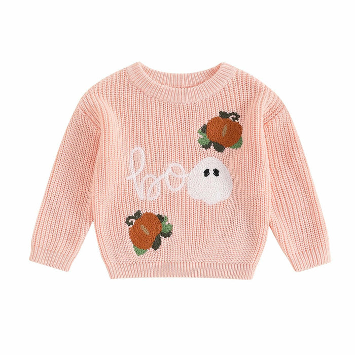 Adobabirl Baby Halloween Sweater Pumpkin Embroidery Knit Pullover Pink Size 6-9M by Deal US