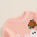 Adobabirl Baby Halloween Sweater Pumpkin Embroidery Knit Pullover Pink Size 6-9M by Deal US