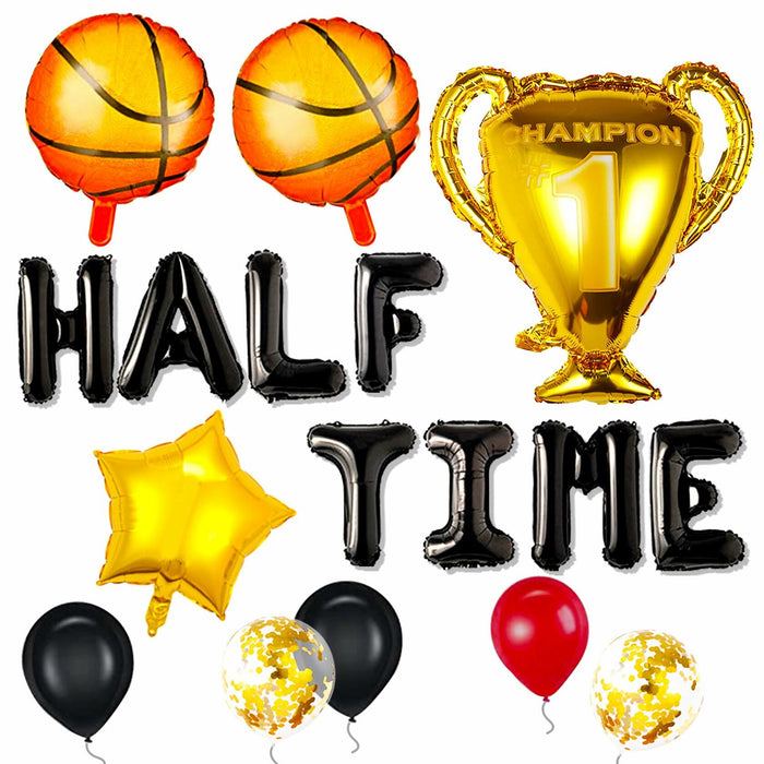 JeVenis Half Time Birthday Boy Basketball Balloons 1/2 Way to One by Deal US