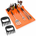 Glesalw Silicone Griddle Tool Mat & Meat Shredder Claws BBQ Set Orange by Deal US