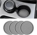 4-Pack Cup Holder Coasters 2.75” Non-Slip PVC Car Accessory Gray by Deal US