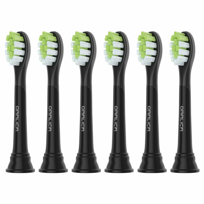 Oralica Whitening Replacement Toothbrush Heads Philips Sonicare 6 Pack Black by Deal US