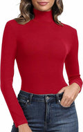Urvicor Women's Long Sleeve Mock Neck Top Burgundy Size Small by Deal US