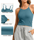 OVESPORT 2Pack Workout Tank Tops Women Built-in Bra Seamless Blue+White Size XL by Deal US