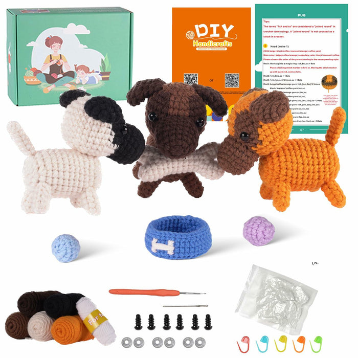 Finnacy Crochet Dog Kit Husky 3 pcs Yarn Hook Accessories Starter Kit by Deal US