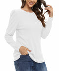 NILOUFO Women Long Sleeve T Shirt Tunic Casual Beige Size M by Deal US