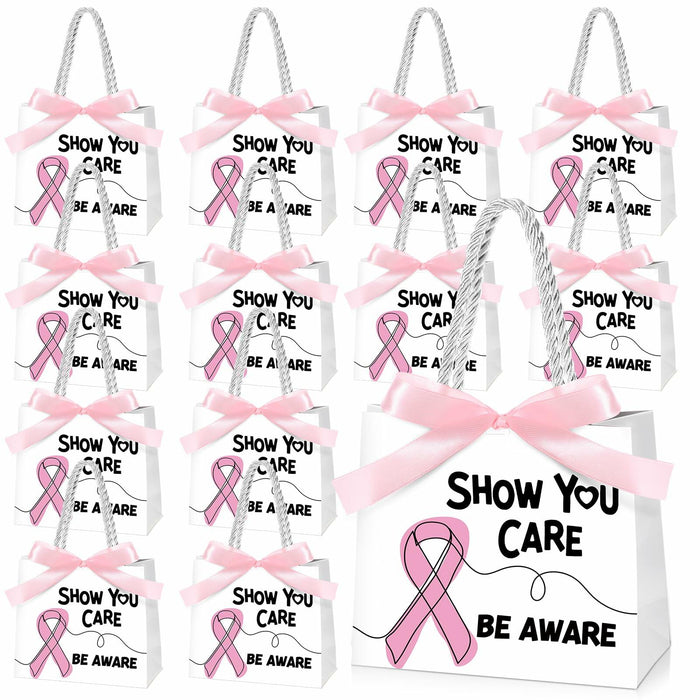 Weekgrat 25 Pack Breast Cancer Awareness Gift Bags Pink Ribbon 5.51x2.36x4.72in by Deal US