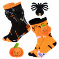 ShinyMatch Halloween 3D Pumpkin Spider Crew Socks 2 Pairs One Size Multicolor by Deal US