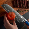 YUSOTAN 7" Japanese Santoku Knife Blue High Carbon Stainless Steel Blade by Deal US