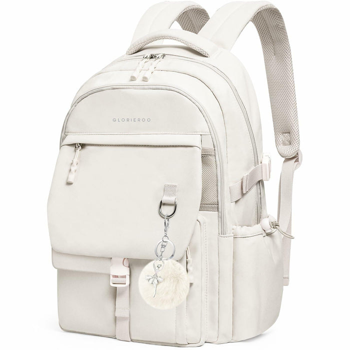 GLORIEROO Kids Backpack Girls 15.6" Laptop Compartment Beige White by Deal US