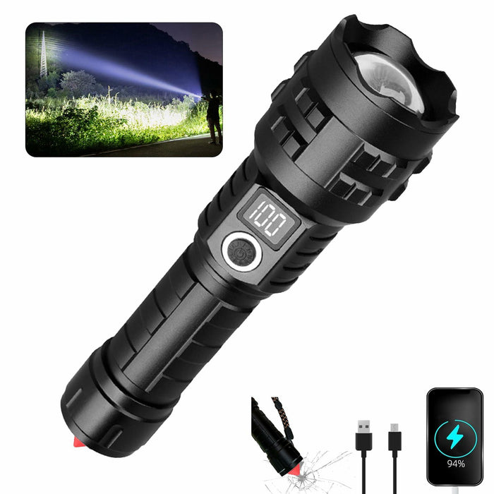 Wboxlizy Rechargeable Tactical Flashlight Waterproof Super Bright Black by Deal US