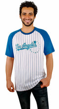 Fansamer Mens City Vintage Pinstripe Crew Neck Tee Shirt Blue White Size XL by Deal US