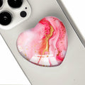 Luhoit Heart Shape Expanding Cell Phone Grip Glass Stand Gold Red Marble by Deal US