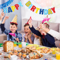 VitalCozy Birthday Banner Red Blue Golden Rings Cartoon Theme Colorful by Deal US