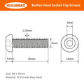 NIULUNBAO M8-1.25x45mm Button Head Socket Cap Screws Black Oxide 10pcs by Deal US