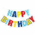 VitalCozy Birthday Banner Red Blue Golden Rings Cartoon Theme Colorful by Deal US