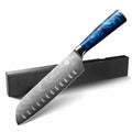 YUSOTAN 7" Japanese Santoku Knife Blue High Carbon Stainless Steel Blade by Deal US