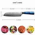 YUSOTAN 7" Japanese Santoku Knife Blue High Carbon Stainless Steel Blade by Deal US