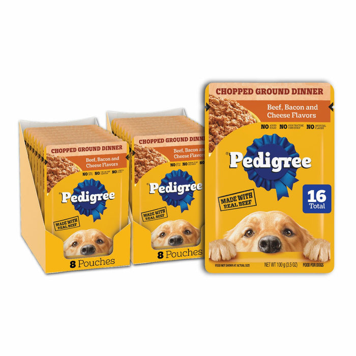 BestBy11/25 Pedigree Adult Soft Wet Dog Food Beef Bacon Cheese 3.5oz 16-Count by Deal US