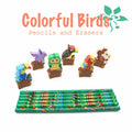 Colorful Bird Decorative Pencils with Erasers Set of 6, 0.35lb by Deal US
