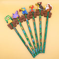 Colorful Bird Decorative Pencils with Erasers Set of 6, 0.35lb by Deal US