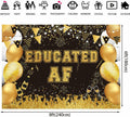 BUTEN Educated AF Graduation Banner 2025 Congrats Grad Black Gold 6x4FT by Deal US