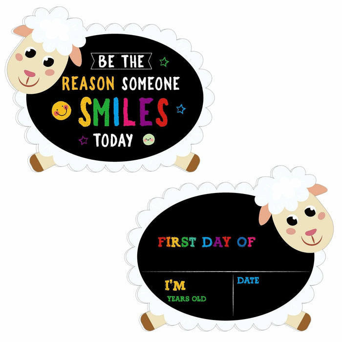GROWTHMAGIC First Day of School Sign Sheep Shape Chalkboard 14x11 PVC by Deal US