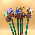 Colorful Bird Decorative Pencils with Erasers Set of 6, 0.35lb by Deal US