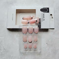 SHANRUN Pink Press On Nails Short Square Silver French 24 Pcs by Deal US