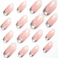 SHANRUN Pink Press On Nails Short Square Silver French 24 Pcs by Deal US