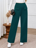 BTFBM Women's High Waisted Stretchy Palazzo Pants Dark Blue Size M by Deal US