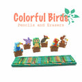 Colorful Bird Decorative Pencils with Erasers Set of 6, 0.35lb by Deal US