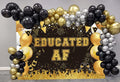 BUTEN Educated AF Graduation Banner 2025 Congrats Grad Black Gold 6x4FT by Deal US