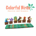 Colorful Bird Decorative Pencils with Erasers Set of 6, 0.35lb by Deal US